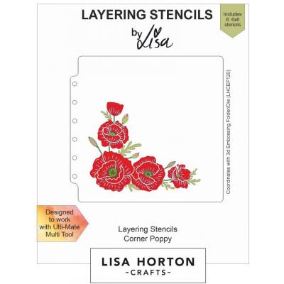 Lisa Horton Crafts Layering Stencils - Corner Poppy